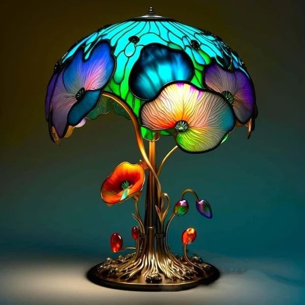 Stained Glass LED Table Lamp – Resin Sculpture