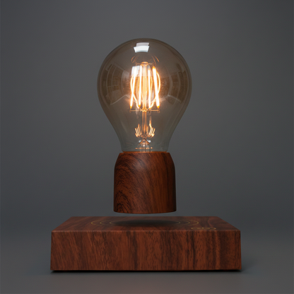 Levitating Edison Bulb Lamp – magnetic floating filament bulb on walnut wood base