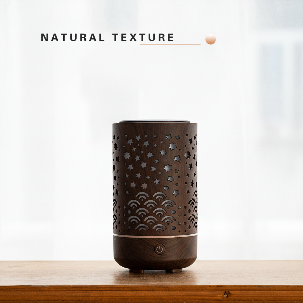 Wood Grain Starry Sky Aroma Diffuser – Natural Texture dark espresso wood grain