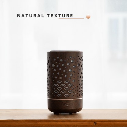 Wood Grain Starry Sky Aroma Diffuser – Natural Texture dark espresso wood grain